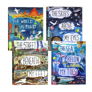 上天入地冒险之旅 Yuval Zommer拉页科普折叠书4册 英文原版绘本 Street Beneath/Sea Below/Skies Above/World Around  科普书