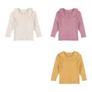 YOUGE幼歌 婴幼儿秋季柔软简约时尚百搭花边领毛衣温暖舒适上衣潮