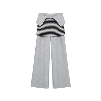 Costutoot可调节阔腿灰色长卫裤