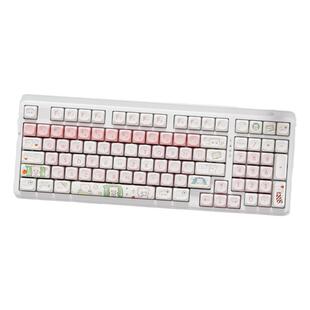 达尔优A98/EK87Pro/EK75机械键盘眼镜小熊可爱风女生办公三模无线