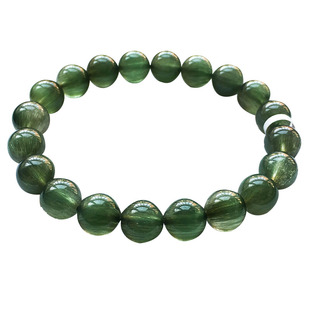 收藏级天然绿发晶手串巴西猫眼顺发水晶手链钛晶绿幽灵男女老矿