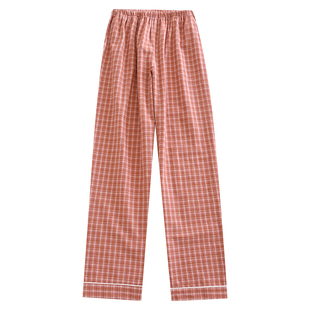 春夏新款女睡裤水洗纯棉家居长裤宽松大版裤子薄款透气柔软可外穿