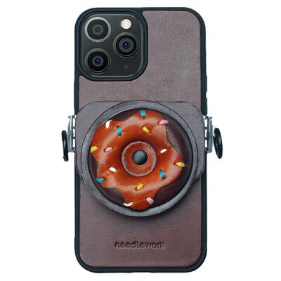 高级感甜甜圈苹果手机背夹挂绳式