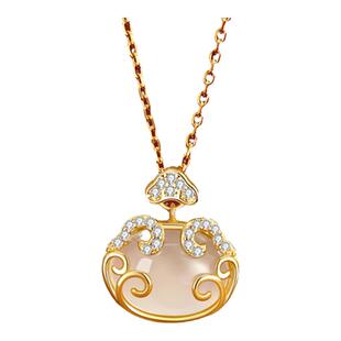 中国黄金央创银平安锁项链女生2025新款玉吊坠生日礼物送女友S925