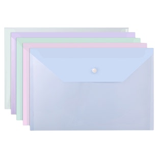 莫兰迪a4按扣文件袋透明塑料加厚大容量试卷收纳袋初中学生用孕检档案资料袋票据防水文件夹包办公考研文具袋