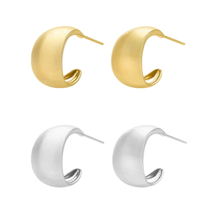 GGXR 金属拉丝磨砂质感hoop圈圈耳环无耳洞耳夹欧美风