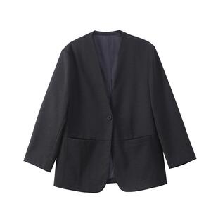 轻奢老钱醋酸羊毛!sofa极简高智感抗皱高定西装女无领短外套女