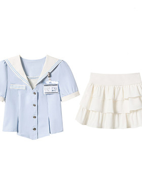 夏季jk制服套装海军领衬衫上衣