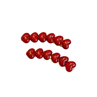 显白红色发夹女2026新款高端刘海夹小爱心发卡鸭嘴夹一字夹侧边夹