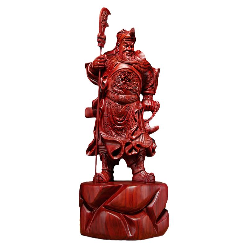 红花梨关二爷神像雕刻供奉工艺品