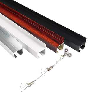 挂画器挂画轨道条画展画挂画钩钢丝线可调节侧装顶装挂画线轨道