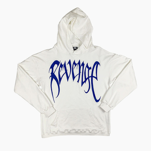 XXX REVENGE风格蓝色刺绣LOGO连帽卫衣长袖衫高街宽松嘻哈同款