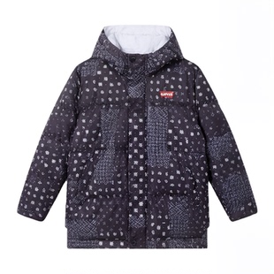 Levis李维斯儿童长款羽绒服腰果花童装冬季新款男童保暖外套棉服