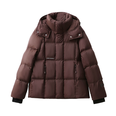 保暖无压科技锁温白鹅绒连帽羽绒