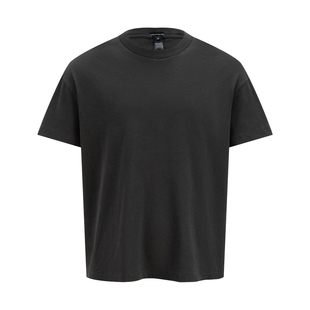 OaOO水洗圆筒短袖休闲宽松圆领短袖夏季宽松休闲复古百搭T恤男