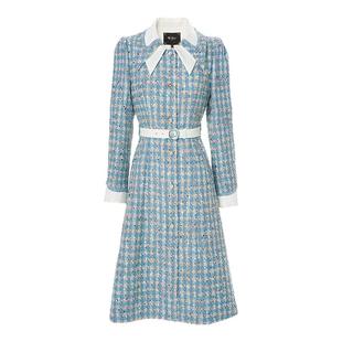 【3件8折】M Star冬季小香风格纹外套式连衣裙女独特设计感小众