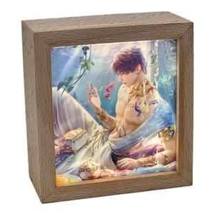 恋与深空心动回祁煜黎深沈星透卡专用发光充电实木相框小夜灯定制