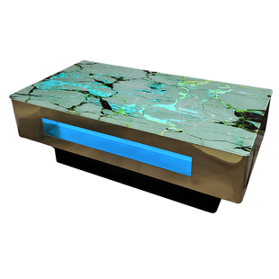 KTV茶几专用发光电奢石桌卡座岩板大理石不锈钢钢化玻璃酒吧桌子