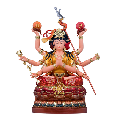 树脂金缕彩斗姆星君神像客厅摆件