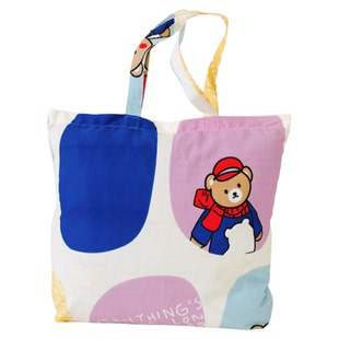 纯棉材质收纳袋旅行装衣物小毛毯布包手提袋卡通可爱带拉链储物袋