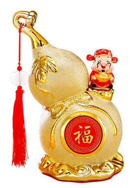陶瓷祝福新中式客厅沙金色摆件