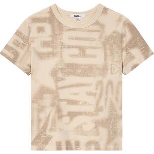 LINCCHIC金羽杰正肩短袖上衣女小圆领半袖印花T恤女S242FK360Y