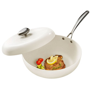 velosan温仑山煎锅平底不粘锅家用陶瓷炒菜锅电磁燃气聚油牛排锅