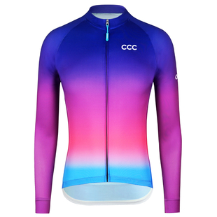 CR极光蓝2色长袖骑行服夏季男女新款高弹透气速干公路山地车上衣