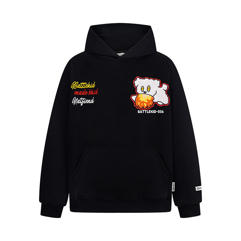 NTBF重磅字母刺绣魔术贴连帽卫衣男女春秋季新款宽松美式小众上衣