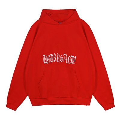 FI红色连帽字母印花高级卫衣