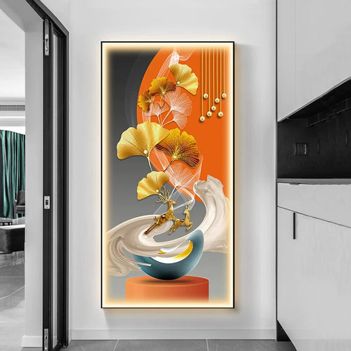 入户西墙玄关装饰画轻奢现代玄幻走廊过道挂画竖版一进门的墙壁画