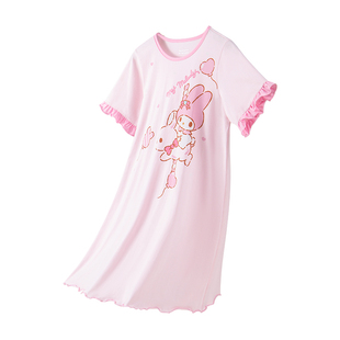 美乐蒂女童睡裙2025新款儿童纯棉家居服中大童女孩睡衣春夏季薄款