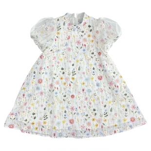 小童木 清新浪漫女童连衣裙夏季2025新款刺绣旗袍裙中大童a字裙子