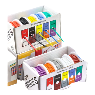 特软耐高温硅胶线镀锡铜柔性电线16AWG-30AWG五色5卷DIY彩盒装线