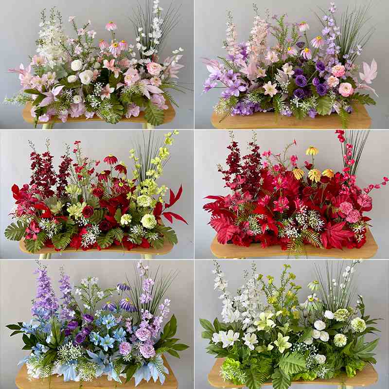 婚礼现场布置仿真花排地排花开业橱装饰花婚礼场景路引花森系莫奈