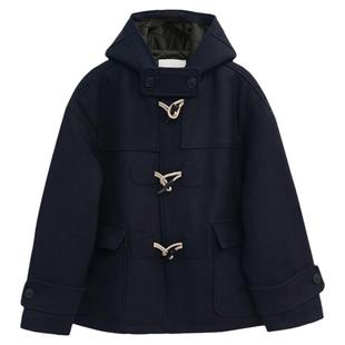 毛呢外套男款加厚秋冬季新款风衣休闲小众复古短款呢子牛角扣大衣