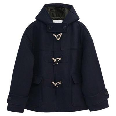 毛呢外套男款加厚秋冬季新款风衣休闲小众复古短款呢子牛角扣大衣