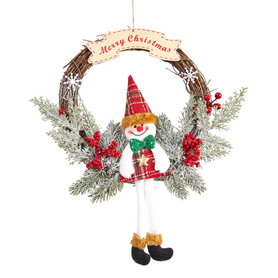 圣诞节花环藤圈壁门挂吊饰节日氛围场景布置装饰品创意小礼品挂件