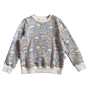 中童小童秋冬加绒卫衣男女童外套机器猫满印时尚百搭上衣卫衣