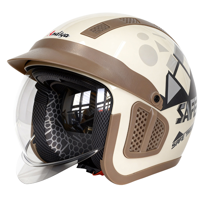 摩托车头盔3c认证国标电动车安全帽男女四季通用隐藏内推镜片半盔