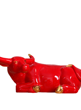 白色风水招财牛年吉祥物装饰品