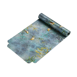 中式竹子花鸟双面防水茶席高档锦缎桌旗长方形茶垫中国风茶桌布垫