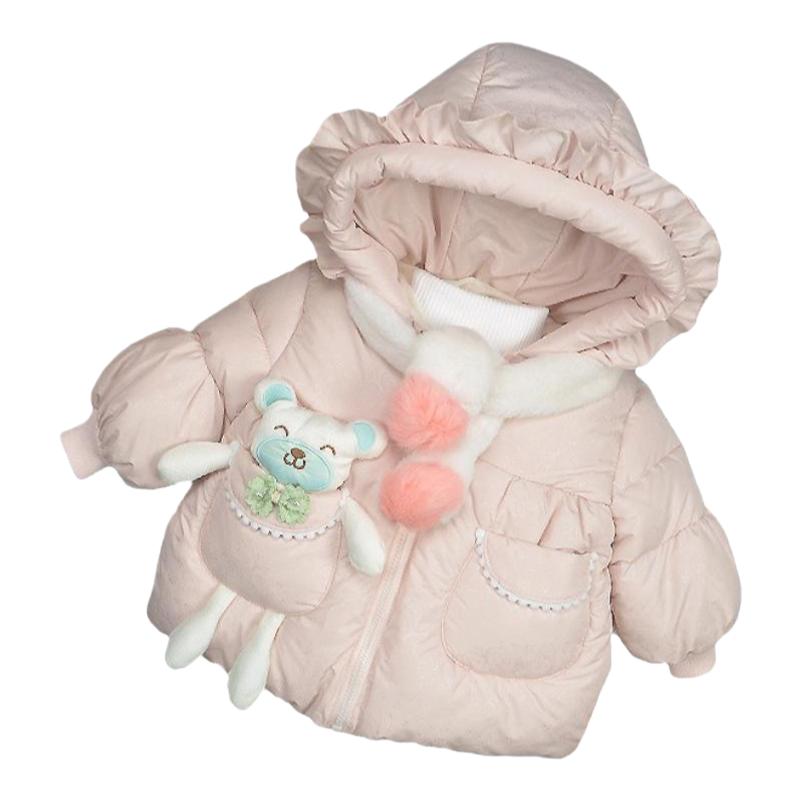 冬装新款女童加绒加厚羽绒棉服1-2-4岁3婴幼儿童棉衣宝宝棉袄外套