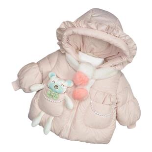 冬装新款女童加绒加厚羽绒棉服1-2-4岁3婴幼儿童棉衣宝宝棉袄外套