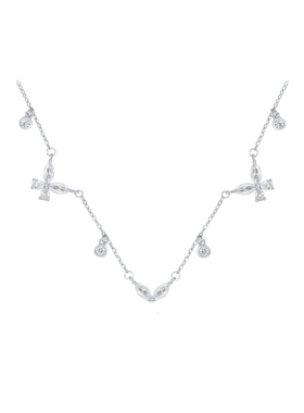 周六福项链女蝴蝶结链坠S925银高级感轻奢小众送女友圣诞礼物