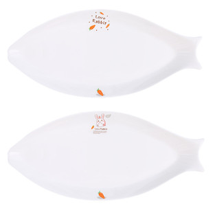 鱼形盘北欧风格陶瓷盘子酒店饭店特色菜盘卡通蒸鱼创意珍珠烤鱼盘