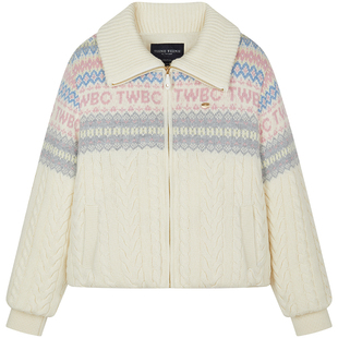 TeenieWeenie小熊女装羽绒服25冬新款休闲新颖组织感拼接毛衣外套