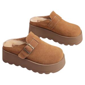 星期六厚底勃肯鞋女2025新款秋冬加绒保暖棉鞋一脚蹬包头半拖鞋女