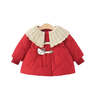 宝宝冬季棉服女童冬装加绒棉袄婴儿kt猫外套红色袄子韩版加厚棉衣