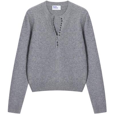 【明星同款】BLUE ERDOS春季格雷系山羊绒混纺半开圆领羊绒衫女